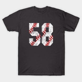 Vintage #58 Baseball Laces Baseball Mom Jersey Love Baseball T-Shirt